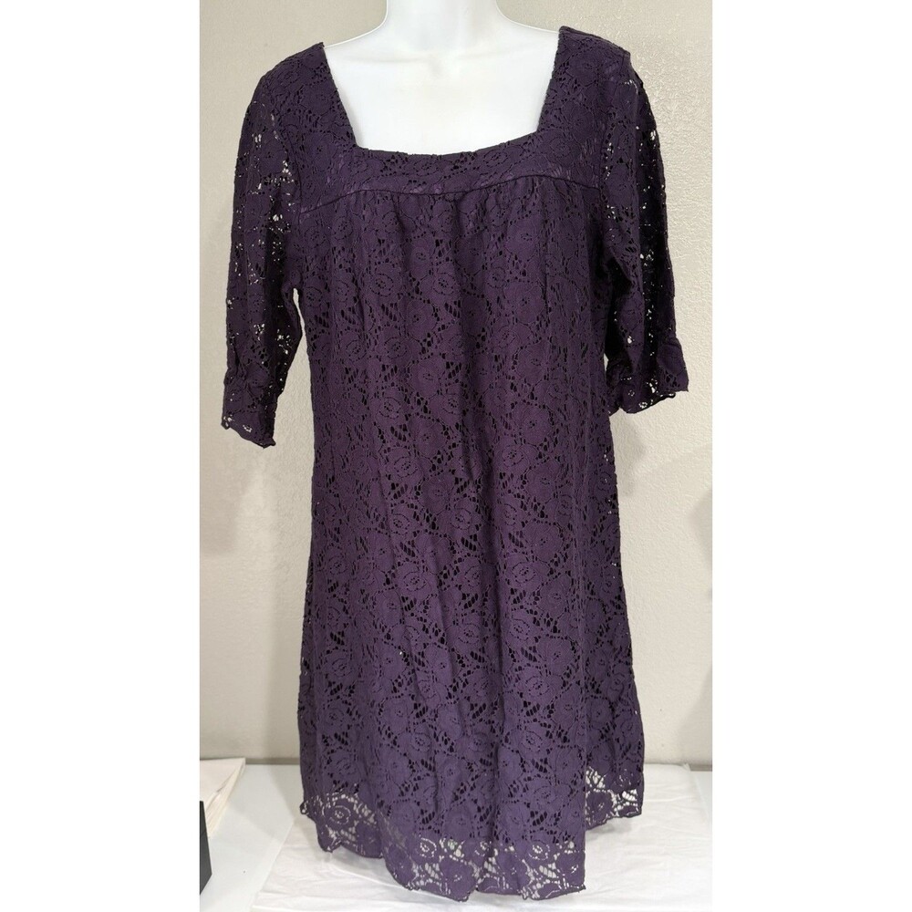 Velvet Torch PurpleEyelet Dress Womens Large  Runs Small Fits S/M 33 Length